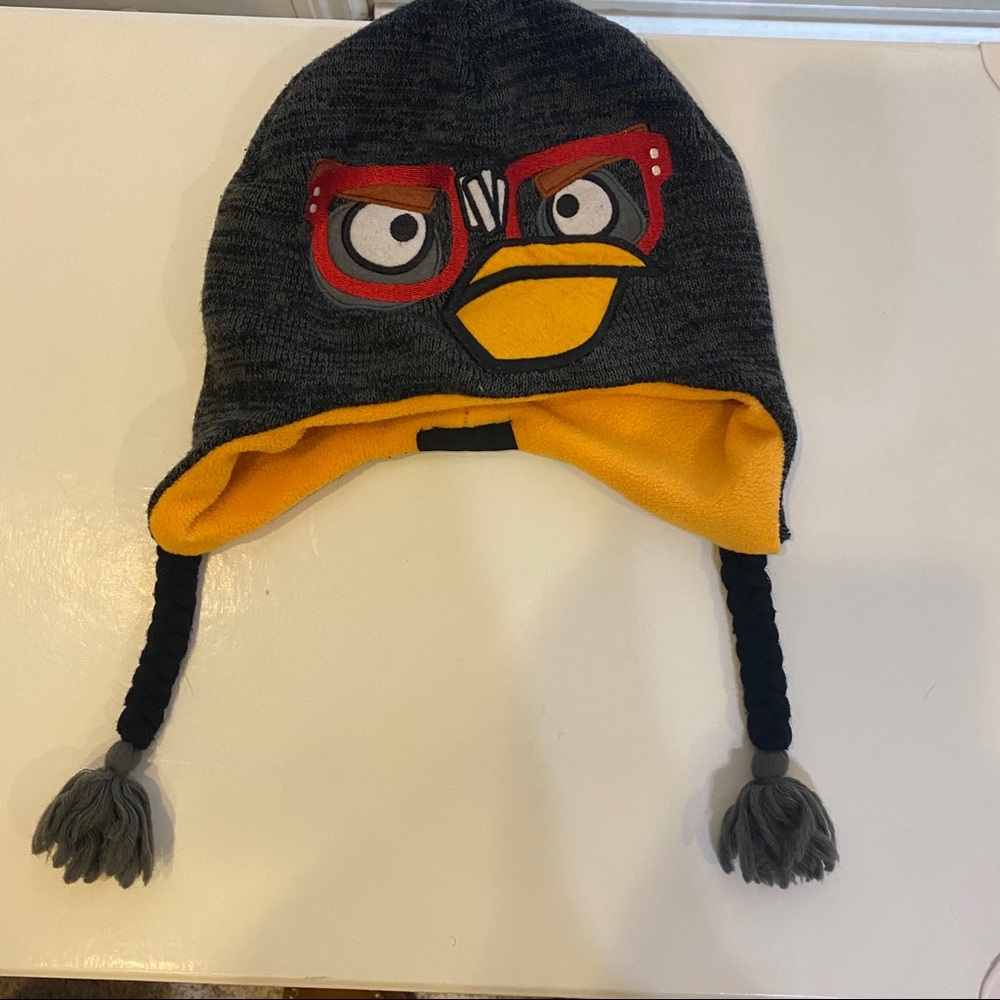 Angry Birds Kids Hat Beanie One Size Grey Yellow